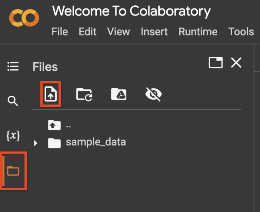 Show colab's File > Upload option
